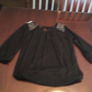 Maurices nwt black beaded top 3/4 sheer sleeves XS